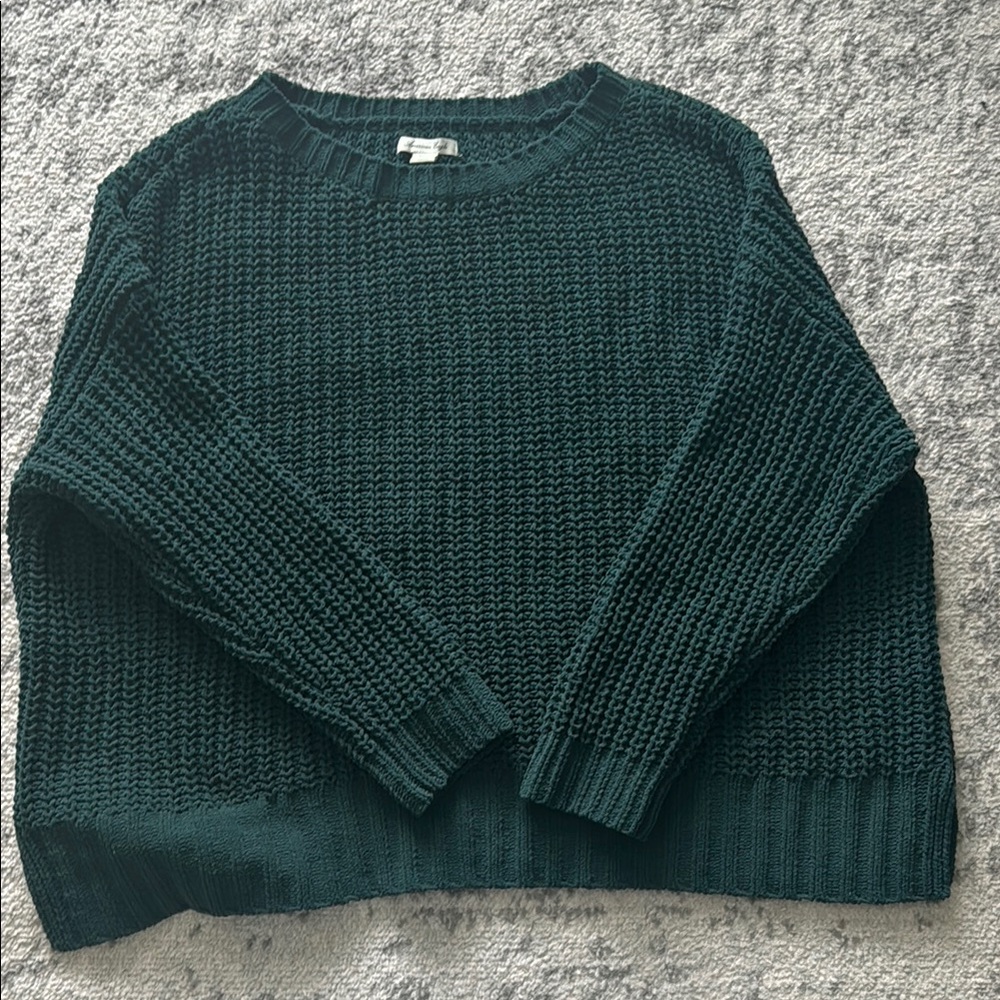 American Eagle Dark Green Cable Knit Sweater
